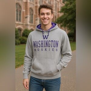 University of Washington Huskies Hoodie XXL Gray‎ Colosseum  Sweatshirt